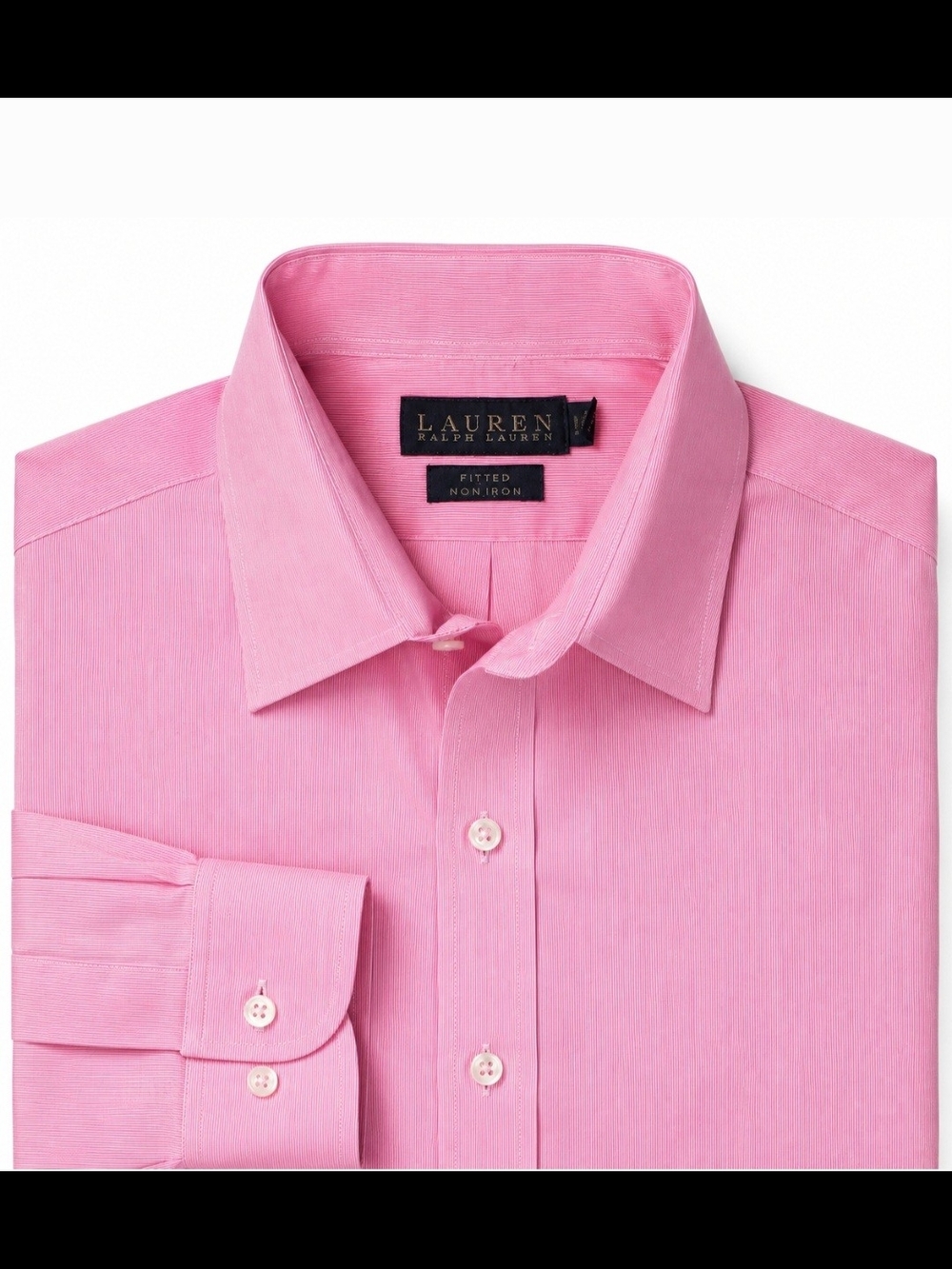 Lauren Ralph Lauren Pink Fitted Non-Iron Dress Shirt Mens 16.5 Long Sleeve 42